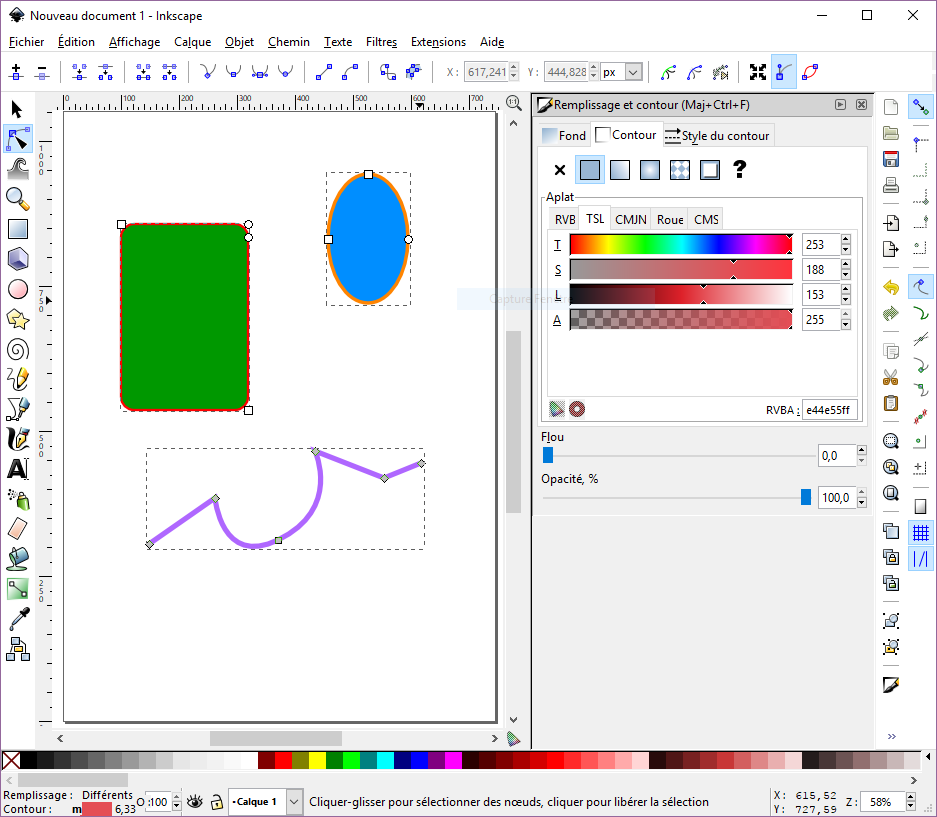 Capture écran Inkscape avec les formes
